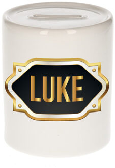 Bellatio Decorations Luke naam / voornaam kado spaarpot met embleem - Naam spaarpotten Multikleur