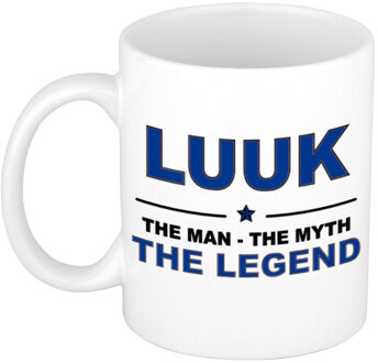 Bellatio Decorations Luuk cadeau mok - man myth legend - naam koffiemok / beker - wit en blauw - 300 ml