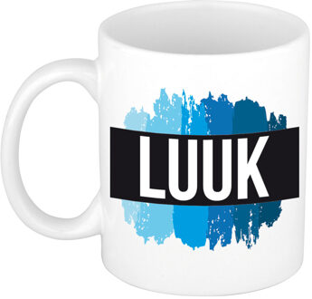 Bellatio Decorations Luuk naam / voornaam kado beker / mok verfstrepen - Gepersonaliseerde mok met naam - Naam mokken Multikleur