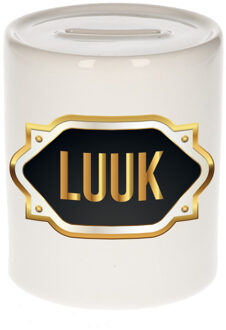 Bellatio Decorations Luuk naam / voornaam kado spaarpot met embleem - Naam spaarpotten Multikleur