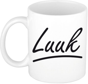 Bellatio Decorations Luuk voornaam kado beker / mok sierlijke letters - gepersonaliseerde mok met naam - Naam mokken Multikleur