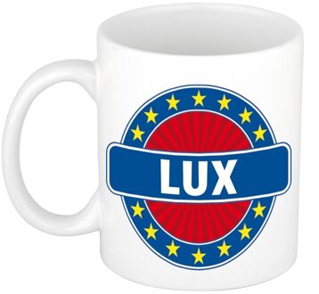 Bellatio Decorations Lux voornaam koffiemok - beker - wit/blauw - 300 ml - Cadeau - Heren - Collega - Vaderdag