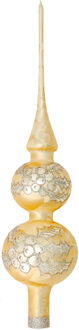 Bellatio Decorations Luxe glazen piek goud ijslak 30 cm kerstpieken Goudkleurig