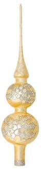 Bellatio Decorations Luxe glazen piek goud ijslak 30 cm kerstpieken - kerstboompieken Goudkleurig