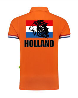 Bellatio Decorations Luxe grote maten Holland supporter poloshirt leeuw met Nederlandse vlag 200 grams EK / WK voor heren 3XL