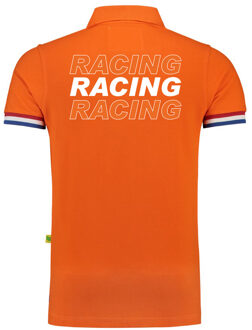 Bellatio Decorations Luxe grote maten Racing supporter / race fan polo shirt oranje voor heren