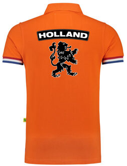 Bellatio Decorations Luxe Holland supporter poloshirt - 200 grams katoen - heren - oranje met leeuw - Nederland fan / EK / WK polo shirt / kleding 2XL