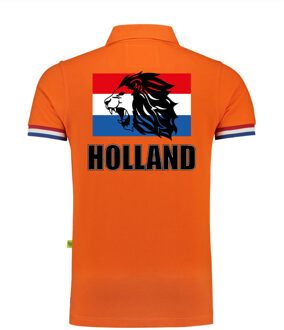 Bellatio Decorations Luxe Holland supporter poloshirt leeuw met Nederlandse vlag 200 grams EK / WK voor heren Oranje