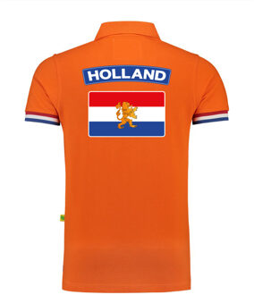 Bellatio Decorations Luxe Holland supporter poloshirt met Nederlandse vlag 200 grams EK / WK voor heren Oranje