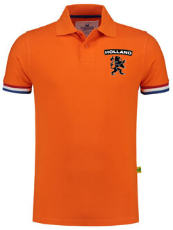 Bellatio Decorations Luxe Holland supporter poloshirt oranje met leeuw op borst 200 grams voor heren tijdens EK / WK
