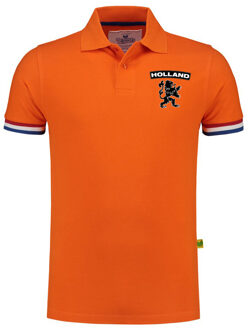 Bellatio Decorations Luxe Holland supporter poloshirt - oranje - met leeuw op borst - heren - EK / WK