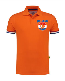 Bellatio Decorations Luxe Holland supporter poloshirt oranje met leeuw vlagcirkel op borst 200 grams heren tijdens EK /WK
