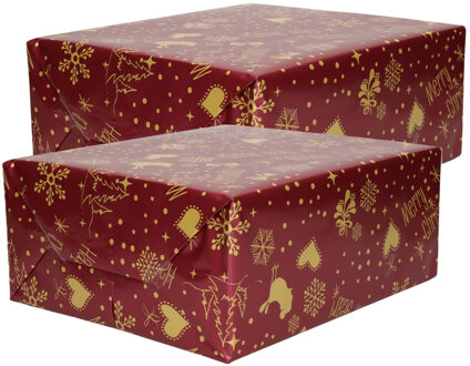Bellatio Decorations Luxe Kerst inpakpapier - cadeaupapier - bordeaux - Kerst Classics - 12x rollen - 250 x 70 cm