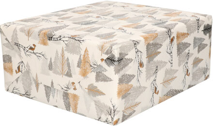 Bellatio Decorations Luxe Kerst inpakpapier - cadeaupapier - wit zilver goud - Bomen en vogels - 1x rollen - 250 x 70 cm