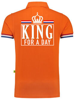 Bellatio Decorations Luxe King for a day poloshirt oranje 200 grams voor heren - Koningsdag polos 2XL - Feestshirts