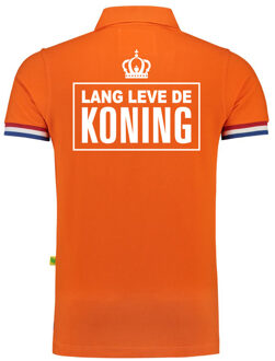 Bellatio Decorations Luxe Lang leve de Koning poloshirt oranje 200 grams voor heren 2XL