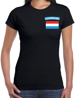 Bellatio Decorations Luxembourg t-shirt met vlag Luxemburg zwart op borst voor dames S
