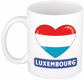 Bellatio Decorations Luxemburgse vlag hartje theebeker 300 ml Multi