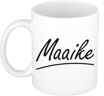Bellatio Decorations Maaike Naam koffiemok - beker - met sierlijke letters - wit - 300 ml - Cadeau - Dames