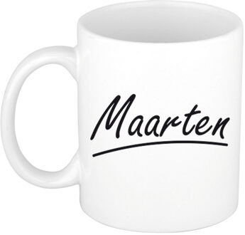 Bellatio Decorations Maarten Naam koffiemok - beker - met sierlijke letters - wit - 300 ml - Cadeau - Heren