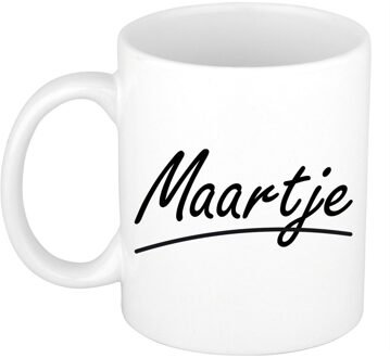 Bellatio Decorations Maartje Naam koffiemok - beker - met sierlijke letters - wit - 300 ml - Cadeau - Dames