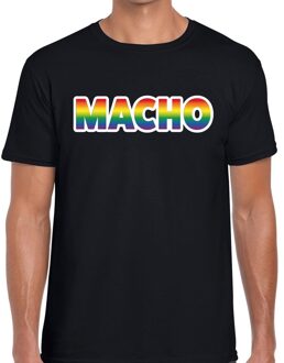 Bellatio Decorations Macho regenboog gay pride shirt zwart voor heren 2XL