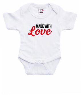 Bellatio Decorations Made with love cadeau baby rompertje wit jongen/meisje 80 (9-12 maanden)