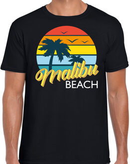 Bellatio Decorations Malibu zomer t-shirt / shirt Malibu beach zwart voor heren - zwart - Malibu party outfit / vakantie kleding / strandfeest shirt L