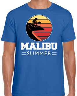 Bellatio Decorations Malibu zomer t-shirt / shirt Malibu summer voor heren - blauw - beach party outfit / vakantie kleding / strand feest shirt XL
