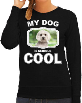 Bellatio Decorations Maltezer honden trui / sweater my dog is serious cool zwart - dames - Maltezers liefhebber cadeau sweaters 2XL