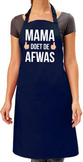 Bellatio Decorations Mama doet de afwas cadeau katoenen schort blauw voor dames