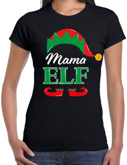 Bellatio Decorations Mama elf fout Kerst t-shirt zwart voor dames S - kerst t-shirts