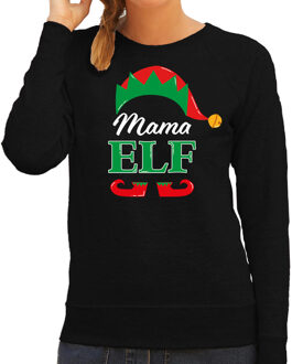 Bellatio Decorations Mama elf foute Kerstsweater / Kersttrui zwart voor dames 2XL - kerst truien