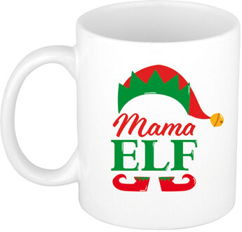 Bellatio Decorations Mama Elf koffiemok / theebeker kerstcadeau moeder 300 ml - Bekers Wit