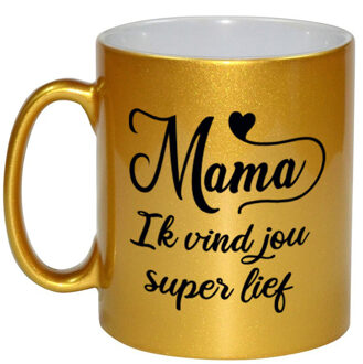 Bellatio Decorations Mama ik vind jou super lief cadeau mok / beker goud 300 ml - Cadeau mokken