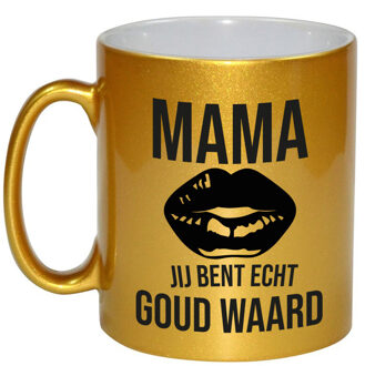 Bellatio Decorations Mama je bent echt goud mok / beker goud 330 ml - Moederdag cadeau