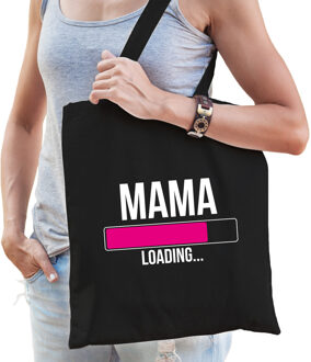 Bellatio Decorations Mama loading cadeau katoenen tas zwart voor dames - Cadeau aanstaande mama - Feest Boodschappentassen