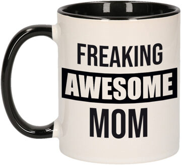 Bellatio Decorations Mama / moeder cadeau mok zwart - freaking awesome mom verjaardag / Moederdag - feest mokken