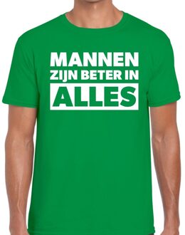 Bellatio Decorations Mannen zijn beter in alles tekst t-shirt groen heren L