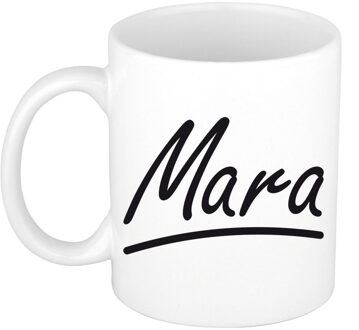 Bellatio Decorations Mara Naam koffiemok - beker - met sierlijke letters - wit - 300 ml - Cadeau - Dames