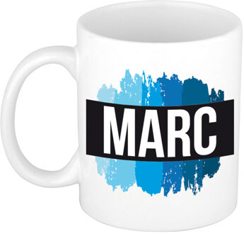 Bellatio Decorations Marc naam / voornaam kado beker / mok verfstrepen - Gepersonaliseerde mok met naam - Naam mokken Multikleur