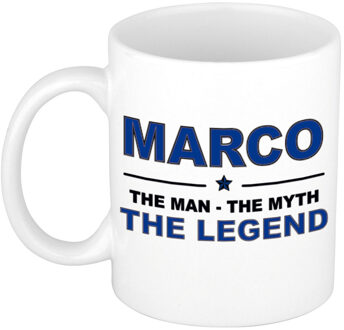 Bellatio Decorations Marco The man, The myth the legend collega kado mokken/bekers 300 ml Donkerblauw
