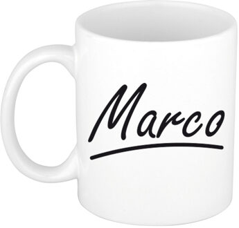 Bellatio Decorations Marco voornaam kado beker / mok sierlijke letters - gepersonaliseerde mok met naam - Naam mokken Multikleur