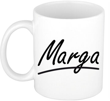 Bellatio Decorations Marga voornaam kado beker / mok sierlijke letters - gepersonaliseerde mok met naam - Naam mokken Multikleur