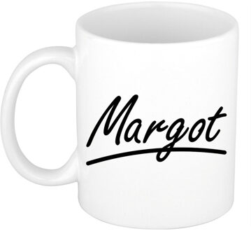 Bellatio Decorations Margot voornaam kado beker / mok sierlijke letters - gepersonaliseerde mok met naam - Naam mokken Multikleur