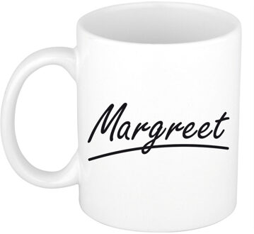 Bellatio Decorations Margreet voornaam kado beker / mok sierlijke letters - gepersonaliseerde mok met naam - Naam mokken Multikleur