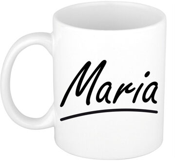 Bellatio Decorations Maria Naam koffiemok - beker - met sierlijke letters - wit - 300 ml - Cadeau - Dames