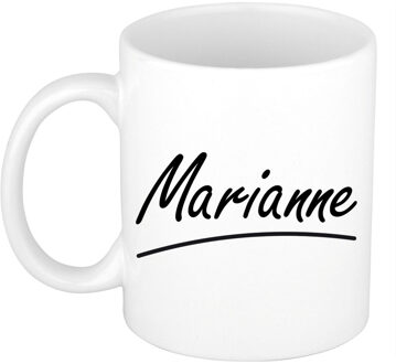 Bellatio Decorations Marianne Naam koffiemok - beker - met sierlijke letters - wit - 300 ml - Cadeau - Dames