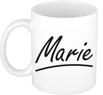 Bellatio Decorations Marie Naam koffiemok - beker - met sierlijke letters - wit - 300 ml - Cadeau - Dames