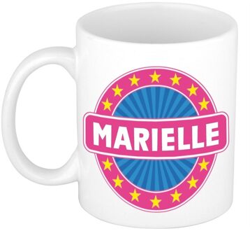 Bellatio Decorations Marielle voornaam koffiemok - beker - wit/roze - 300 ml - Cadeau - Dames - Collega - Moederdag Multi